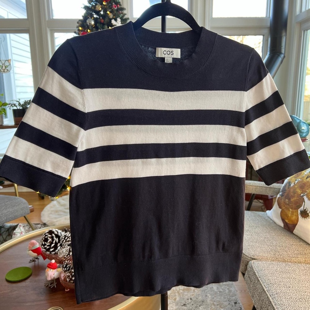 COS Black and White Striped Sweater